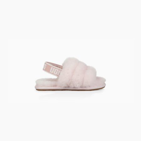 UGG Fluff Yeah Grey Pink Slides for Kids (OXGJ84507)